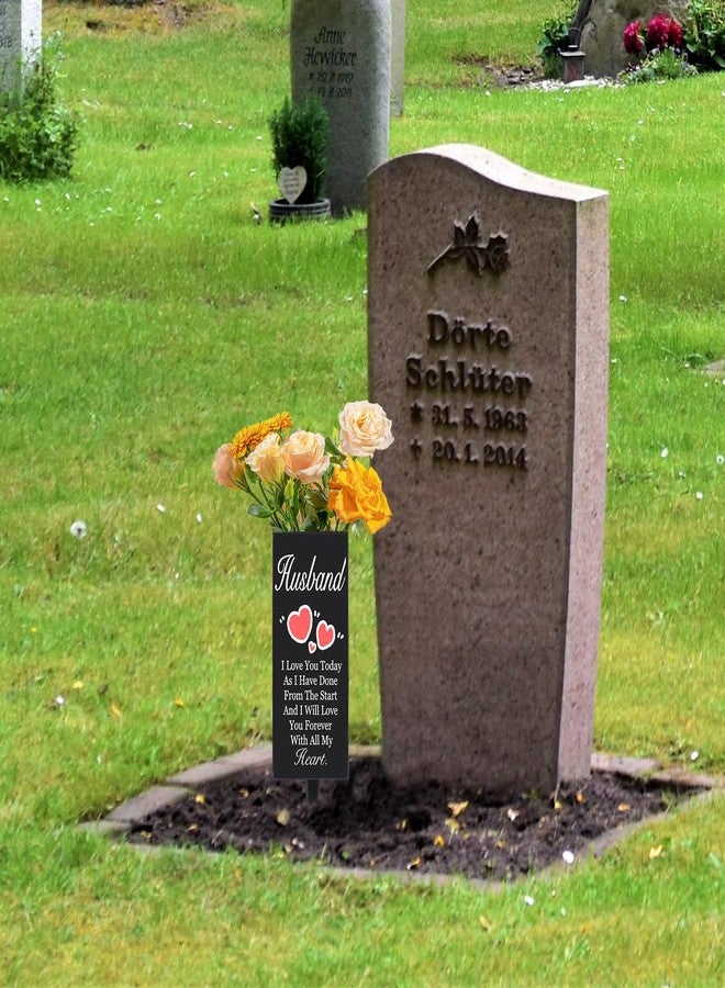 Oooct Husband Cemetery Vases for Grave, Metal Cemetery Grave Flower Vase with Stake, Husband Grave Cemetery Decorations, Metal Memorial Grave Markers, Graveside Decor Sign for Grave Outdoor Yard - Image 2